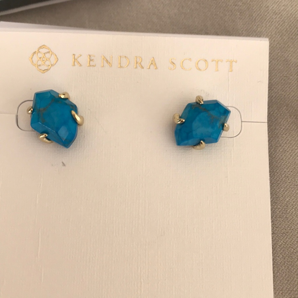 Kendra Scott turquoise and yellow gold earrings